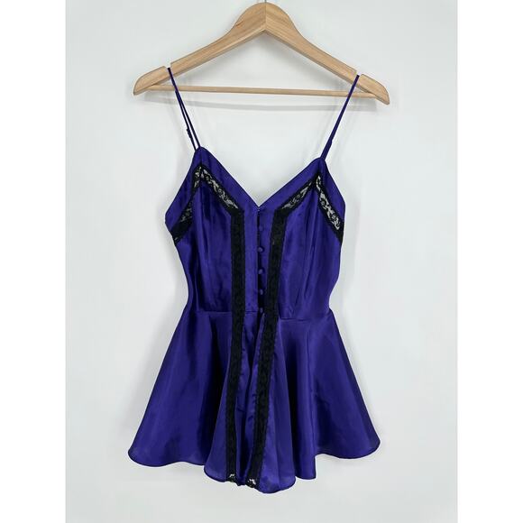 Victoria's Secret Other - Victoria’s Secret 90’s Vintage Gold Label Satin Slip Dress Teddy Lace Nightgown